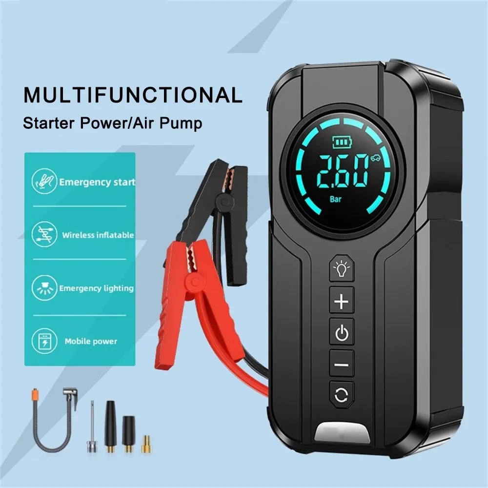 4-in-1 Car Jump Starter, Air Pump, Power Bank