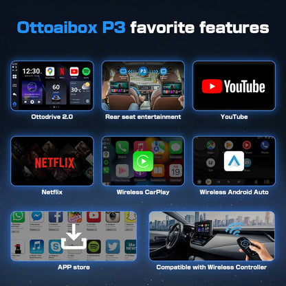 OttoCast P3 CarPlay AI Box 8GB+128GB